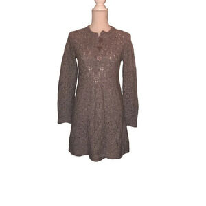 KENJI Sz M Women’s Gray Alpaca/Wool Blend Gathered 3 Buttons Down Tunic/Dress
